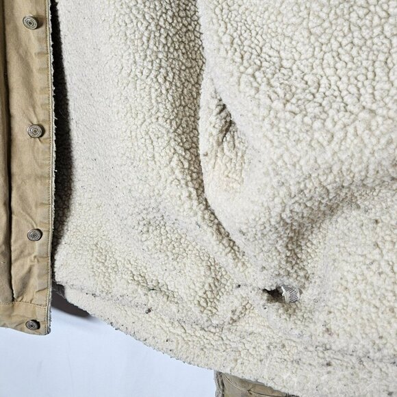 GAP Vintage 2002 XXL Sherpa-Lined Tan Canvas Jacket Button Closure Pockets Barn - Picture 13 of 15